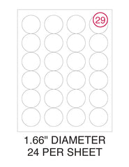 1 2/3" Diameter Circle Label Pack - 100 Sheets (2,400 Labels)
