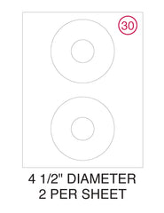 4 1/2" Diameter CD/DVD Label Pack - 100 Sheets (200 Labels)