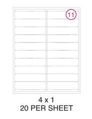 4" x 1" Label Pack - 100 Sheets (2,000 Labels)