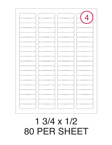 1 3/4" x 1/2" Label Pack - 100 Sheets (8,000 Labels)