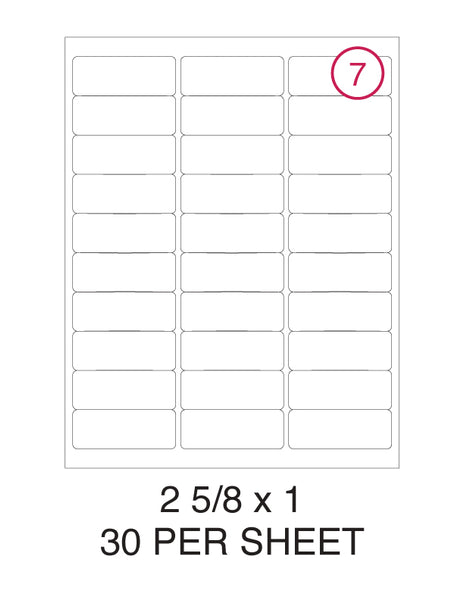 2 5/8" x 1" Label Pack - 100 Sheets (3,000 Labels)
